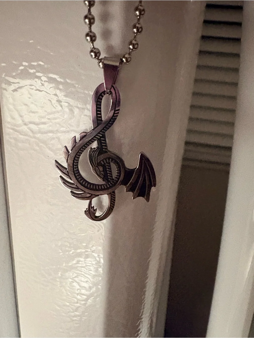 Men's Dragon Pendant Necklace in Silver Tone - Stylish Ball Chain
